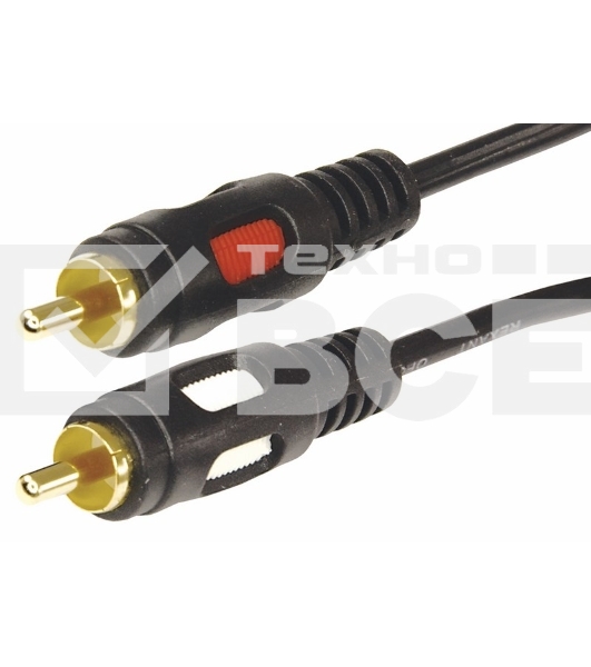 Шнур 2 RCA - 2 RCA, длина 1,5 метра, черный (GOLD) Rexant