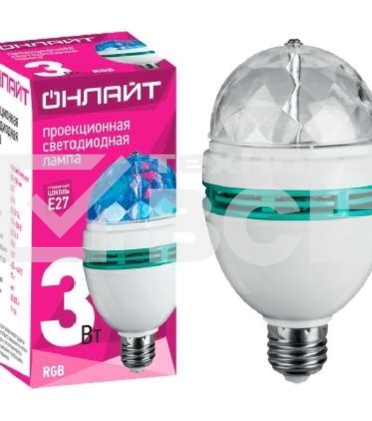 Лампа светодиодная ОНЛАЙТ 61120 OLL-DISCO-3-230-RGB-E27