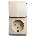 Блок Schneider-electric ЭТЮД О/У: Розетка с зазем. со шт. + Выключатель 2-клавиш., кремовый,, фото 1