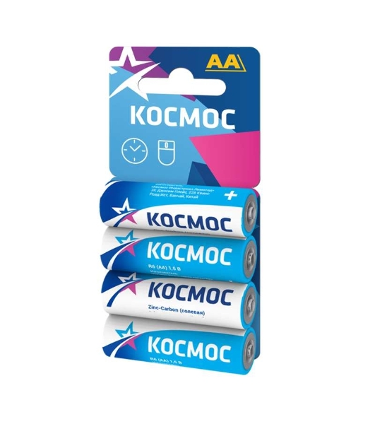 Элемент питания солевой R6 4хBL (блист.4шт) Космос KOCR64BL