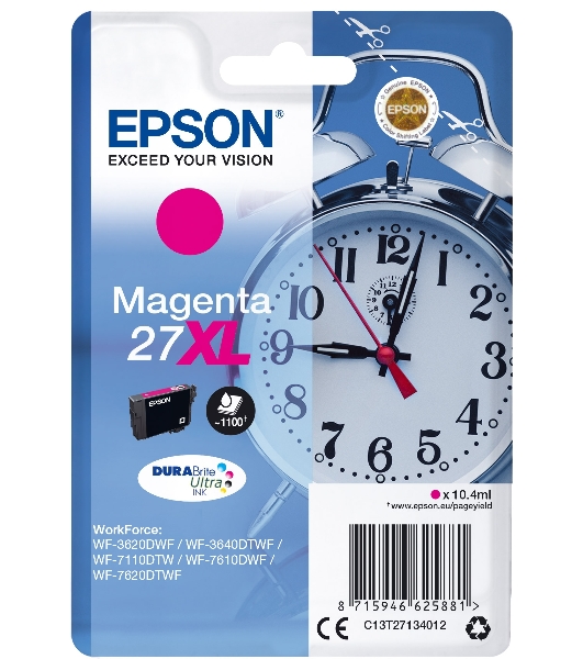 Картридж струйный Epson 27XL T2713 (C13T27134022/C13T27134020) пурпурный, 10.4 мл (1100 стр.), для WF7110/7610/7620