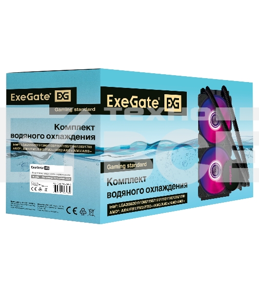 Система водяного охлаждения ExeGate BlackWater-240V2.PWM.RGB черный, 120 мм, алюминий, 2000 об/мин, 22 дБ, 4 pin, 220 Вт