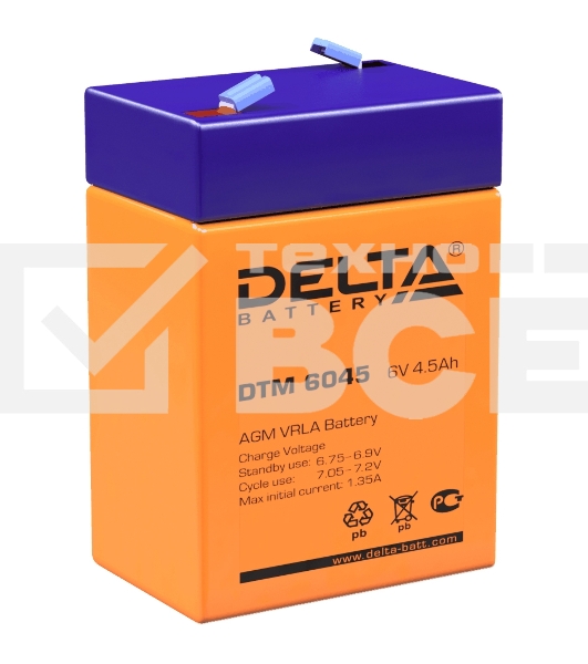 Батарея Delta DTM 6045 (6V 4.5Ah)