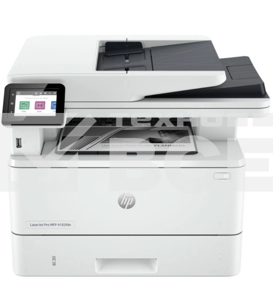 МФУ лазерный HP LaserJet Pro 4103fdn (2Z628A), A4, ч/б, печ. до 40 стр/мин., скан. до 29 стр/мин. (ч/б) 20 стр/мин. (цвет), 1200 x 1200 dpi, USB, RJ-45, Air Print, Mopria