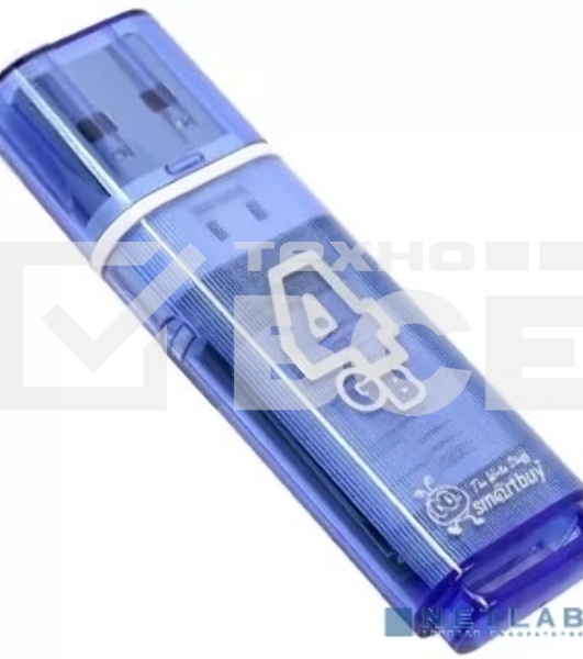 Флеш диск Smartbuy 4Gb USB Drive <USB2.0> Glossy series Blue (SB4GBGS-B)