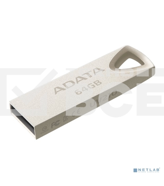 Флеш диск 64GB ADATA UV210, USB 2.0, Металлич. Серебро