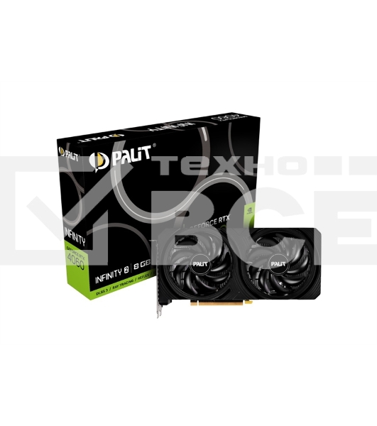 Видеокарта Palit RTX4060 INFINITY 2 NVIDIA GeForce RTX 4060 8Gb 128bit PCI-E 4.0 GDDR6 1830/17000 HDMIx1 DPx3 HDCP Ret