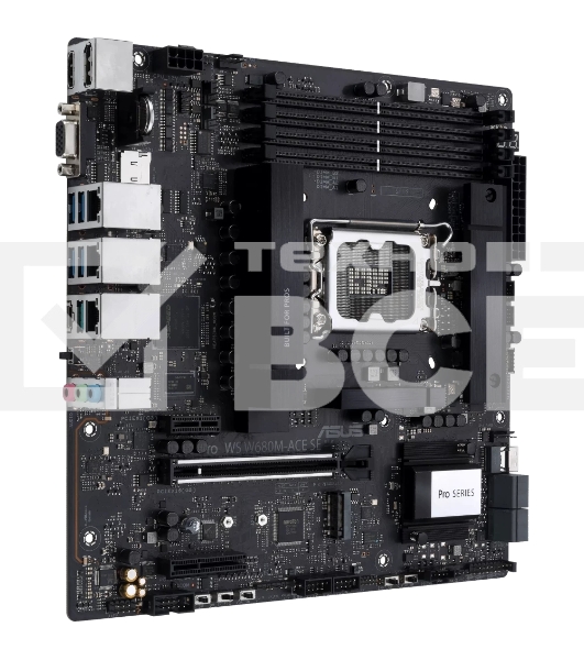 Материнская плата Asus PRO WS W680M-ACE SE, LGA1700, Intel W680, 4xDDR5, 8xSATA, 2xM.2, 1xPCIe 5.0 x16, 1xPCIe 3.0 x4, 1xPCIe 3.0 x1, 1xDP, 1xHDMI, 1xVGA, 3x2.5Gb LAN, 1xUSB-C 10Gbps, 1xUSB-A 10Gbps, 4xUSB-A 5Gbps, 3x3.5 мм, 7.1, mATX