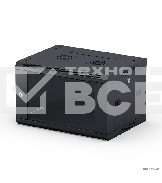 Шкаф телекоммуникационный настенный NEOMAX 9U (600х450), стеклянная дверь, замок-ключ (3 шт), разборный, цвет черный (1 коробка) NCB-WM9U-6045GK3-100-BK