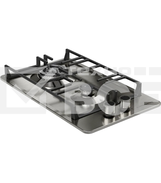 Варочная поверхность Kuppersberg FS 39 X, газ, High-Tech, 32 см, автоматический электроподжиг, газ-контроль, форсунки под сжиженый газ, SABAF конфорки, чугунные решетки, цвет серебристый