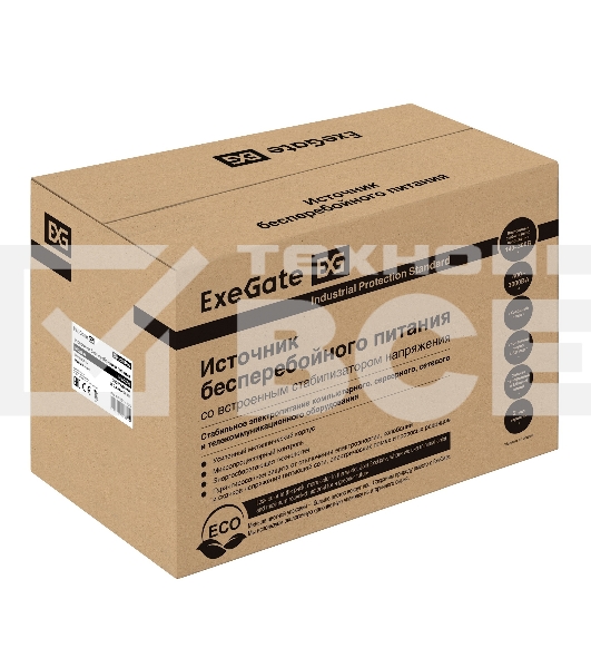 Источник бесперебойного питания ExeGate SpecialPro UNB-2000.LED.AVR.EURO.RJ <2000VA/1200W, LED, AVR, 4 евророзетки, RJ45/11, Black>