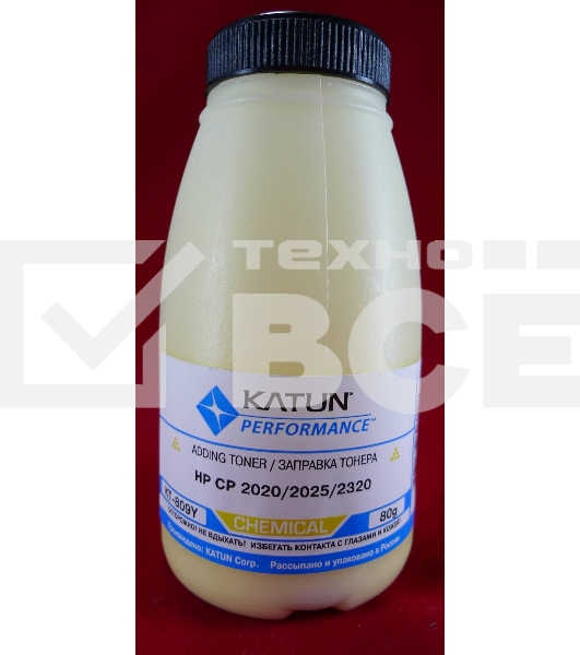 Тонер HP CP2020/2025/CM2320 Yellow, химический (фл.80г.) Katun фас. России