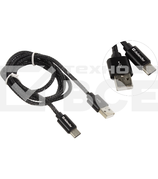 Кабель Defender USB2.0 TO TYPE-C  1M BLACK USB09-03T