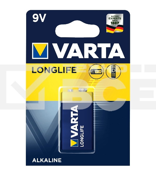 Батарейки VARTA Long Life 9V блистер 1 04122101411 