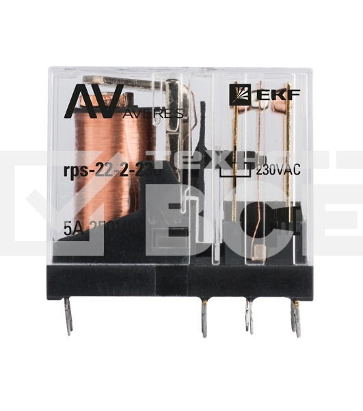 Реле промежуточное РП slim 22/2 5А 230В AC AVERES EKF rps-22-2-230