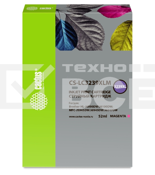 Картридж струйный Cactus CS-LC3239XLM пурпурный (52мл) для Brother HL-J6000DW/J6100DW