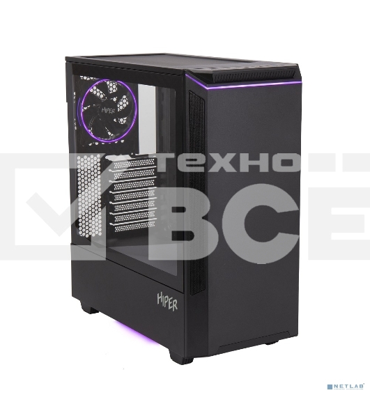 Компьютерный корпус Hiper PB81 черный без БП ATX 3x120мм 2xUSB2.0 2xUSB3.0 audio bott PSU
