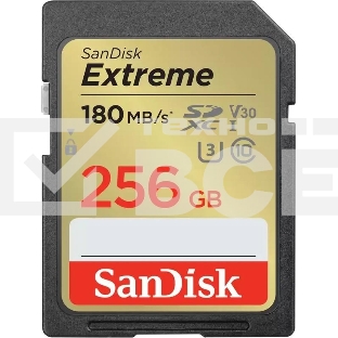 Флеш карта SD 256GB SanDisk SDXC Class 10 V30 UHS-I U3 Extreme, 180MB/s