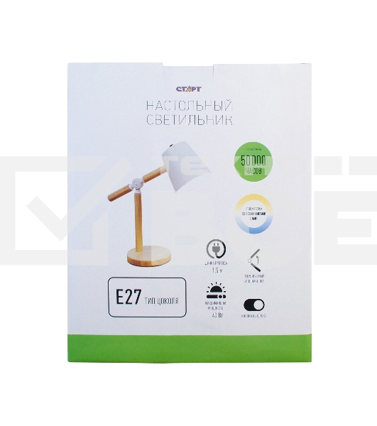 Светильник настольный СТАРТ CT83, E27, до 40Вт, 1,5м, белый