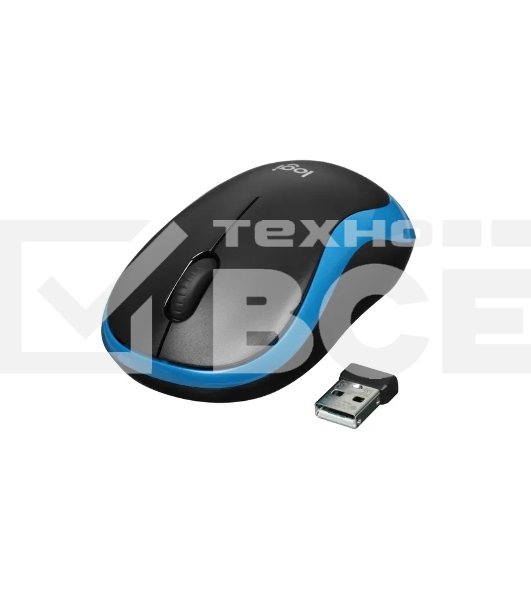 Мышь беспроводная Logitech M185 синий, 1000 dpi, радиоканал, USB, кнопки - 3