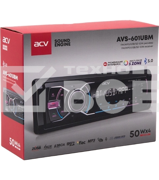 Автомагнитола ACV AVS-601UBM 1DIN 4x50Вт AUX 3 (43340)