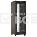 Шкаф серверный Hyperline (TTBR-3761-DD-RAL9004) напольный 37U 600x1000мм пер.дв.перфор.2ств. задн.дв.перфор.2-хст. направл.под закл.гайки 1000кг черный 910мм 1833мм IP20 сталь, фото2