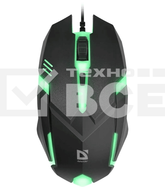Мышь проводная Defender Cyber MB-560L черный, 1200 dpi, USB, кнопки - 3