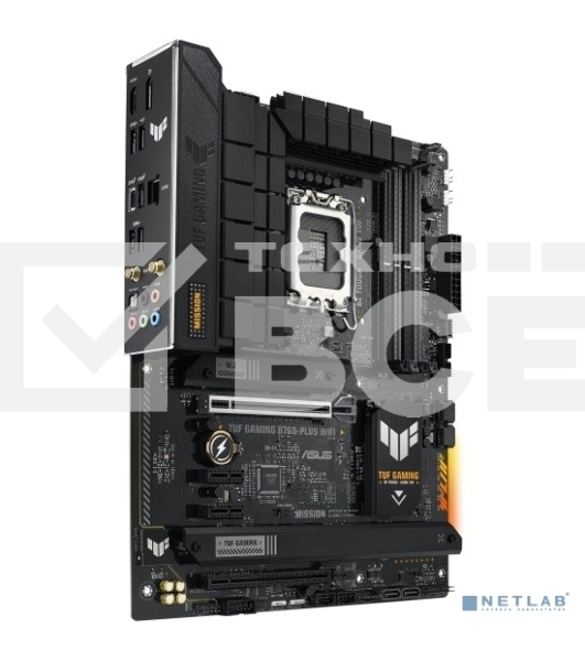 Материнская плата ASUS TUF GAMING B760-PLUS WIFI, LGA 1700, Intel B760, 4xDDR5, 4xSATA, 3xM.2, 1xPCI-E 5.0 x16, 1xPCI-E 3.0 x4, 1xUSB-A 3.2 Gen 2, 3xUSB-A 3.2 Gen 1, 1xUSB-C 3.2 Gen 2x2, 1x2.5Gb LAN, 5x3.5 мм, 7.1, Wi-Fi 6, Bluetooth 5.2, Standard-ATX