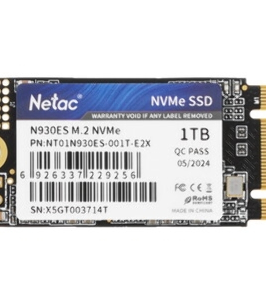 Накопитель SSD Netac N930ES, 1Tb, PCIe 3.1 x2, M.2 2242, NVMe, R/W 1650/1500