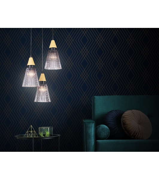 Светильник Ambrella light LH58112/3 BK/LW/SM черный/светлое дерево/дымчатый E14*3 max 40W D270*1200