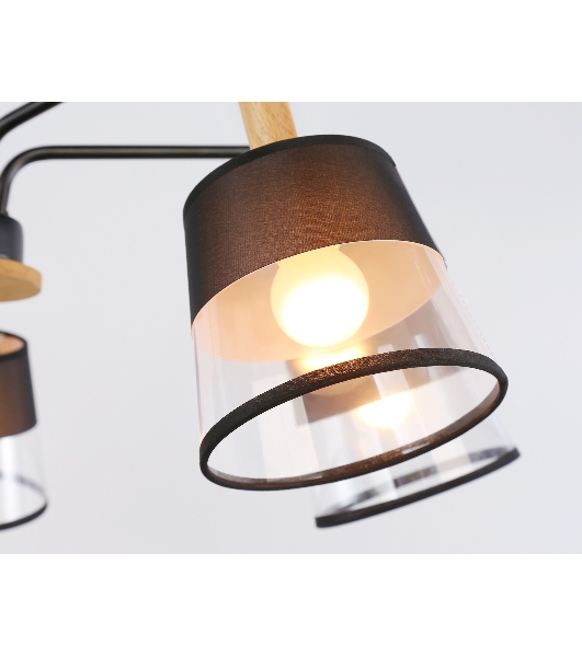 Светильник Ambrella light TR4741/5 BK/LW черный/светлое дерево E27/5 max 40W D760*350