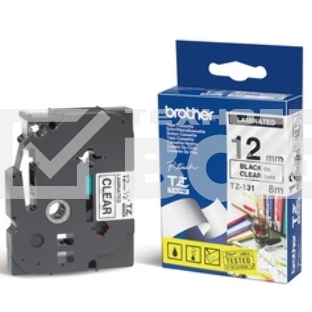 Картридж Brother TZ-E131 12 мм, 8 м, черный шрифт, прозрачный фон, для BROTHER P-Touch
