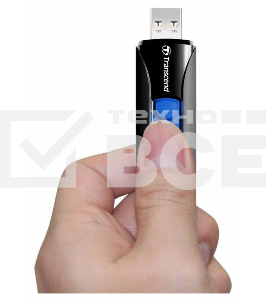 Флешка USB Transcend JetFlash 790 (TS128GJF790K), 128Gb, USB 3.0, R/W 90/40, черный/синий