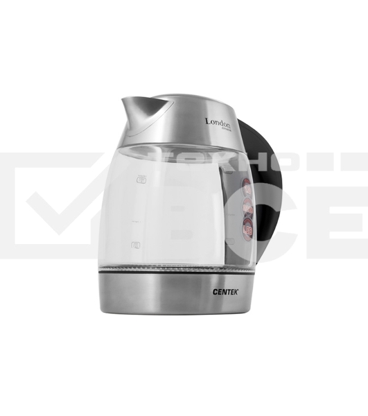 Чайник Centek CT-0059 London, стекло, 1.8л, 2200Вт, LED-подсветка, отделка нерж.