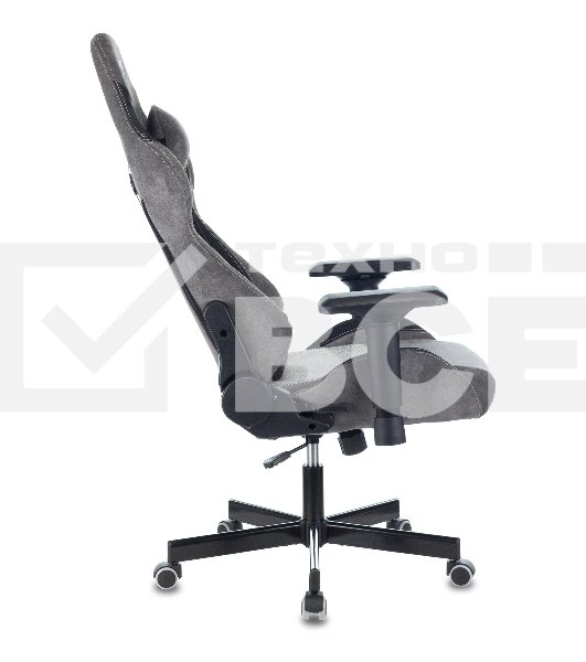 Кресло игровое Zombie VIKING 7 KNIGHT Fabric серый Loft ромбик текстиль/эко.кожа с подголов. крестовина металл