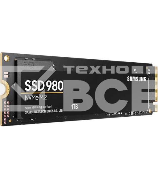 Накопитель SSD Samsung 980, 1000GB, PCIe 3.0 x4, M.2 2280, NVMe, R/W 3500/3000