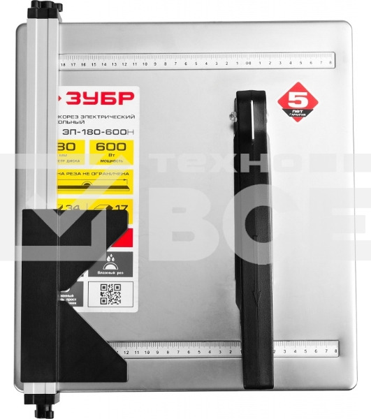 Электроплиткорез ЗУБР 'МАСТЕР' ЭП-180-600Н диск 180 мм, глубина реза 90°-34мм/45°-17мм, стол 330х360мм, 2950об/мин, 600Вт