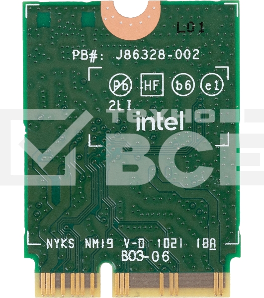 Плата сетевого контроллера Intel® Wi-Fi 6 AX201, 2230, 2x2 AX+BT, No vPro®,999TD0