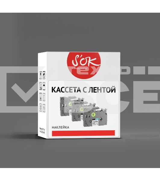 Кассета с лентой Sakura C53S655008 для Epson  LW400/LW700/LW600P/LW1000P/K400/Z700/Z900, черный на прозрачном, 18мм/8м, прозрачная