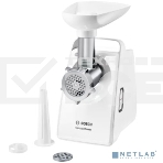 Мясорубка Bosch MFW3910W CompactPower, 1900Вт, 2,3 кг/мин, цвет: белый, механическая за щита от перегрузки, 1 скор. Комплект: 2 диска для фарша, насадка для кол басок, фото7
