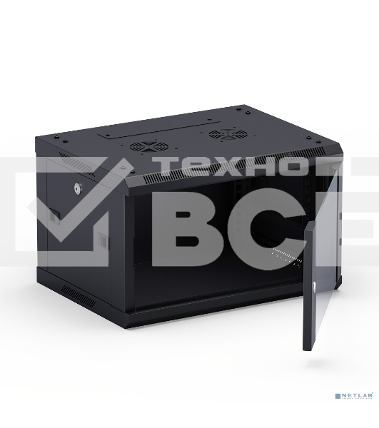 Шкаф телекоммуникационный настенный NEOMAX 9U (600х450), стеклянная дверь, замок-ключ (3 шт), разборный, цвет черный (1 коробка) NCB-WM9U-6045GK3-100-BK