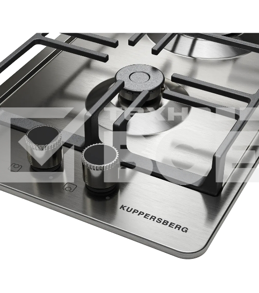 Варочная поверхность Kuppersberg FS 39 X, газ, High-Tech, 32 см, автоматический электроподжиг, газ-контроль, форсунки под сжиженый газ, SABAF конфорки, чугунные решетки, цвет серебристый