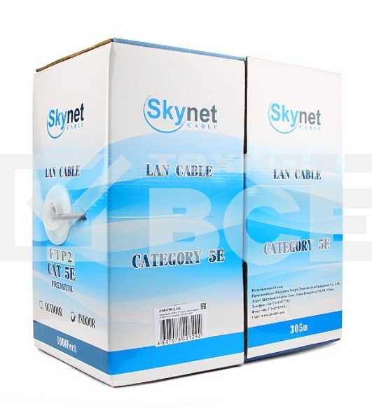 Кабель SkyNet Standart FTP indoor 2x2x0,48, медный, FLUKE TEST, кат.5e, однож., 305 м, box, серый