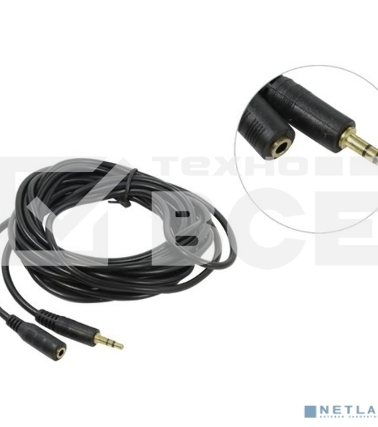 Кабель-удлинитель звуковой Exegate (3.5mm Jack M - 3.5mm Jack F) 5м позолоченные разъемы