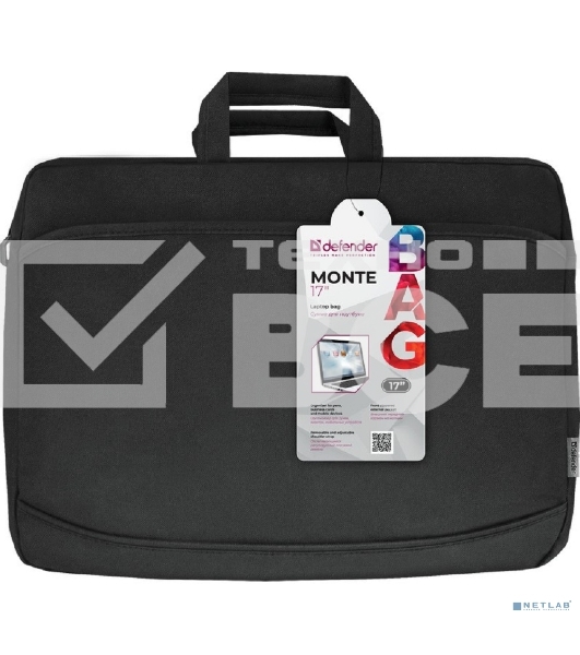 Сумка для ноутбука Defender Monte 17'' черный, органайзер 