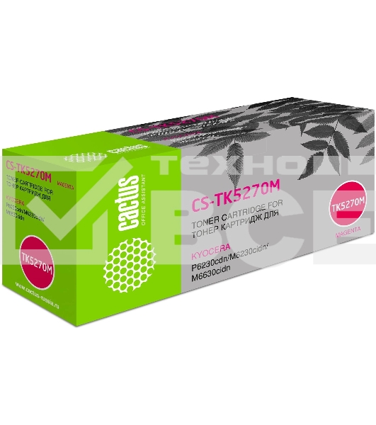 Картридж лазерный Cactus CS-TK5270M пурпурный (6000 стр.) для Kyocera ECOSYS P6230cdn, M6230cidn, M6630cidn