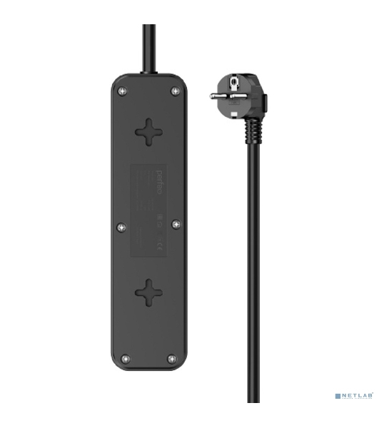 Сетевой удлинитель Perfeo 'REAL STRIP' 3,0 м, 3 розетки, 16А, 3500 Вт, черный.