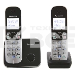 Телефон беспроводной (DECT) Panasonic KX-TG6812RU черный (труб. в компл.:2шт) АОН, фото 1