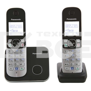 Телефон беспроводной (DECT) Panasonic KX-TG6812RU черный (труб. в компл.:2шт) АОН
