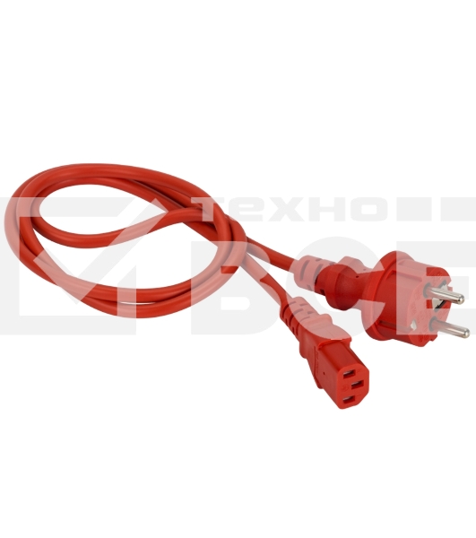 Шнур питания C13-Schuko прямая, 3х0.75, 220В, 10А, красный, 1 метр